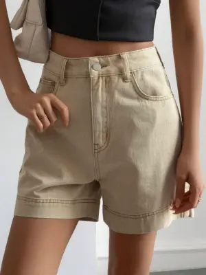 Women's Classic Mid-Rise Bermuda Denim Shorts